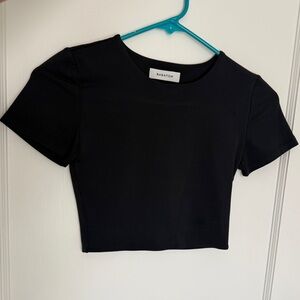Aritzia Babaton Black Cropped Crew Tee